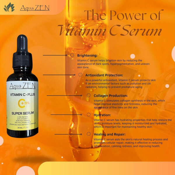 68931e1218dee58fba677e95568f5b6a023c6eefc151e7d668a90.jpg Vitamin C Plus Face Serum | Premium Ingredients 20% Vitamin C, Retinol, Hyaluronic Acid, Niacinamide, & More - Potent Anti Aging, Brightening, Hydrating, Evens Skin Tone, & Dark Spot Remover