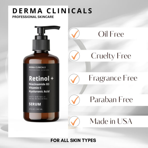 68931e3f17ded8bff788dc5c72a68ae9b4b750d51b91525a98452.jpg Retinol + Niacinamide B3, Vitamin C, Hyaluronic Acid Serum, Anti-Aging Serum for face, Brightening Firming Hydrating Serum, Fine lines and Wrinkle Face Serum - 8oz