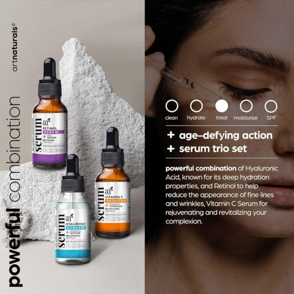 Vitamin C Serum Skin Care 4-Piece Set: Includes Retinol, Hyaluronic Acid & Niacinamide – Anti-Aging, Skin Brightening, Hydrating, Wrinkle Reduction, Dark Spot Corrector – 3-Month Supply – artnaturals