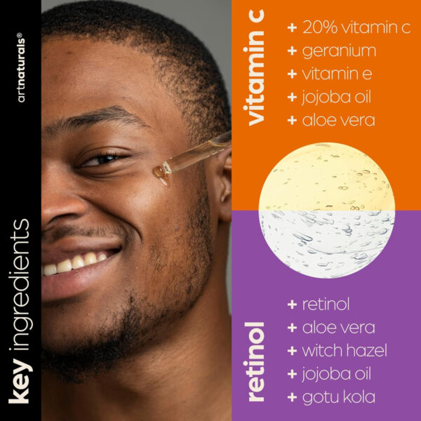 Vitamin C Serum Skin Care 4-Piece Set: Includes Retinol, Hyaluronic Acid & Niacinamide – Anti-Aging, Skin Brightening, Hydrating, Wrinkle Reduction, Dark Spot Corrector – 3-Month Supply – artnaturals