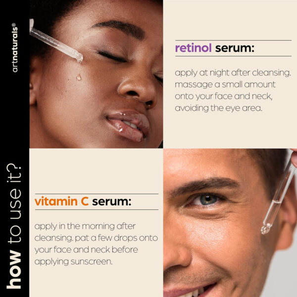 Vitamin C Serum Skin Care 4-Piece Set: Includes Retinol, Hyaluronic Acid & Niacinamide – Anti-Aging, Skin Brightening, Hydrating, Wrinkle Reduction, Dark Spot Corrector – 3-Month Supply – artnaturals