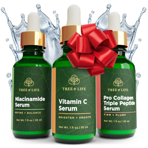 Tree of Life Beauty Facial Skin Care Set, Brightening, Firming, Hydrating, Dry Face, Dermatologist Tested - Niacinamide + Vitamin C + Retinol + Hyaluronic Acid Serum - 4 count of 1 Fl Oz