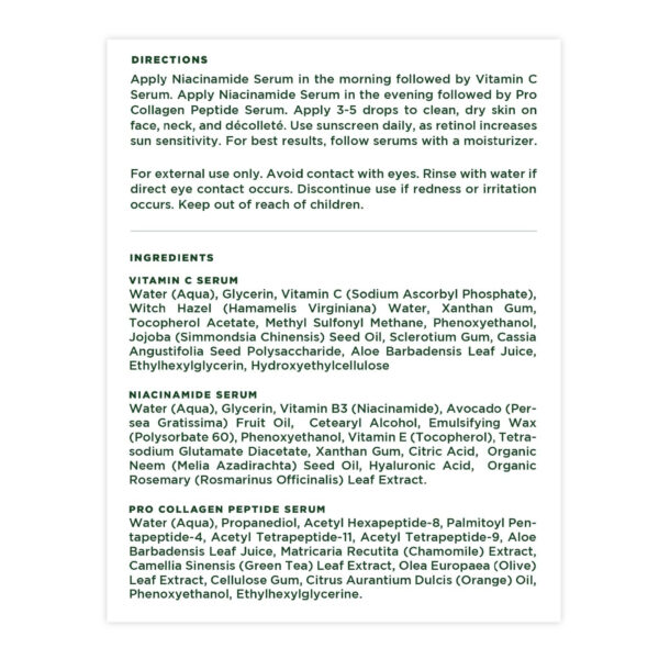 Tree of Life Beauty Facial Skin Care Set, Brightening, Firming, Hydrating, Dry Face, Dermatologist Tested - Niacinamide + Vitamin C + Retinol + Hyaluronic Acid Serum - 4 count of 1 Fl Oz