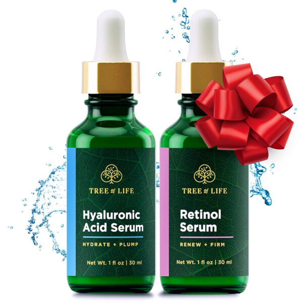 Tree of Life Beauty Facial Skin Care Set, Brightening, Firming, Hydrating, Dry Face, Dermatologist Tested - Niacinamide + Vitamin C + Retinol + Hyaluronic Acid Serum - 4 count of 1 Fl Oz