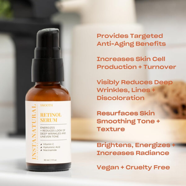 68931f199b06392508595c85d06d0725de40ebf8da7c1a02df1b3.jpg InstaNatural Retinol Serum for Face with Niacinamide, Vitamin C, and Hyaluronic Acid, Anti Aging for Firmer Skin, Lines & Wrinkles & Brightening Serum