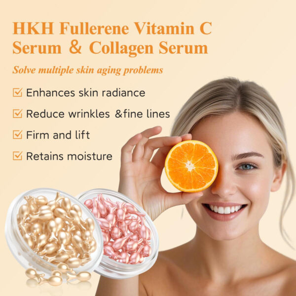 HKH Vitamin C & Retinol Serum for Face - Vit C Oil Capsule with Niacinamide, Anti Again Vit A Night Serum Capsule for Women, Reduces Fine Lines, Even Skin Tone, Firming Skin, Moisturise (38+38 ct)