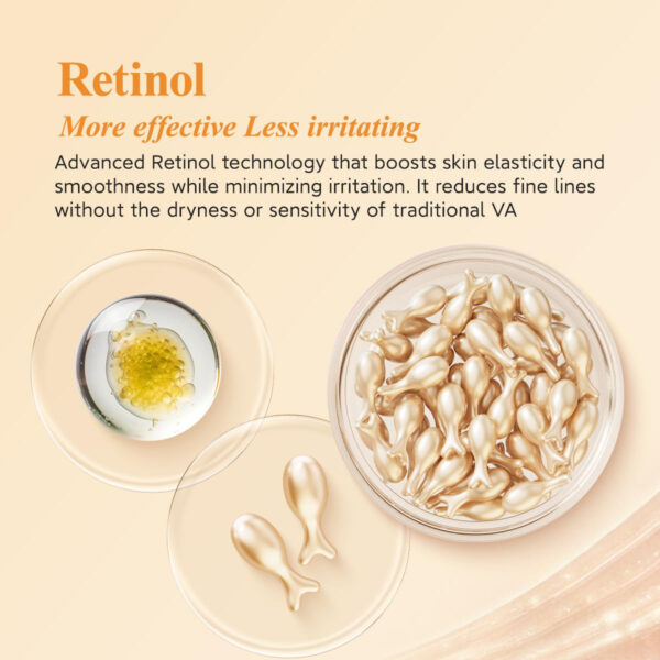 HKH Vitamin C & Retinol Serum for Face - Vit C Oil Capsule with Niacinamide, Anti Again Vit A Night Serum Capsule for Women, Reduces Fine Lines, Even Skin Tone, Firming Skin, Moisturise (38+38 ct)