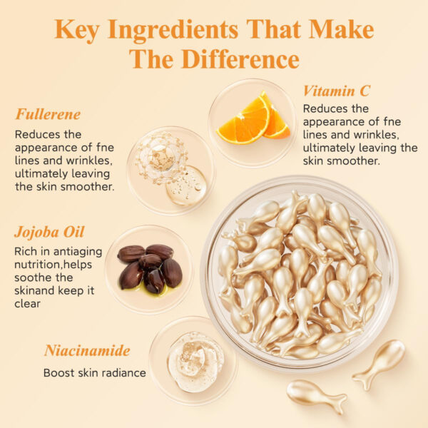 HKH Vitamin C & Retinol Serum for Face - Vit C Oil Capsule with Niacinamide, Anti Again Vit A Night Serum Capsule for Women, Reduces Fine Lines, Even Skin Tone, Firming Skin, Moisturise (38+38 ct)