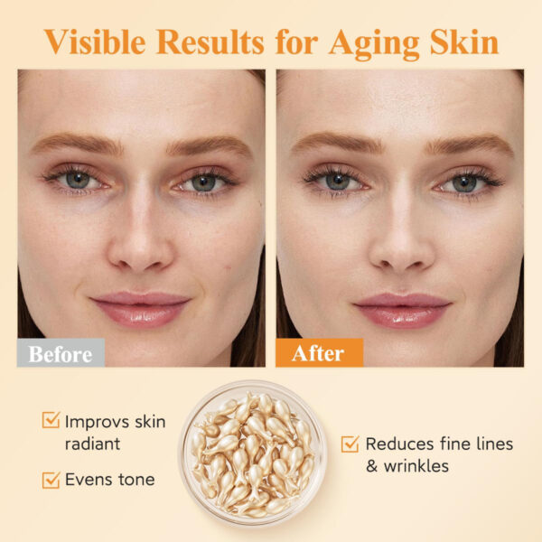 HKH Vitamin C & Retinol Serum for Face - Vit C Oil Capsule with Niacinamide, Anti Again Vit A Night Serum Capsule for Women, Reduces Fine Lines, Even Skin Tone, Firming Skin, Moisturise (38+38 ct)