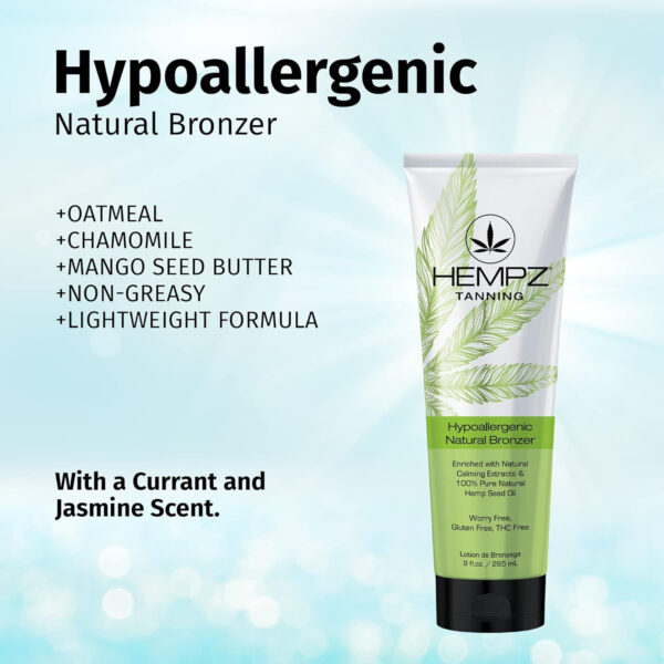 HEMPZ Hypoallergenic Dark Tan Maximizer - Herbal Moisturizing Self Tanning Lotion - Fragrance Free for Tanning Beds, Beach, Sun 9 Fl OZ