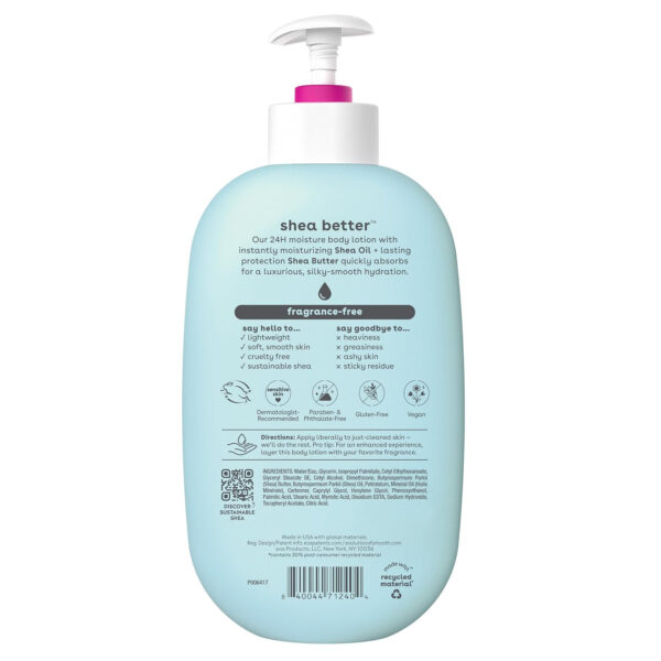 eos Shea Better Body Lotion Vanilla Cashmere, 24-Hour Moisture Skin Care, Lightweight & Non-Greasy, Natural Shea, Vegan, Vanilla Body Lotion, 16 fl oz