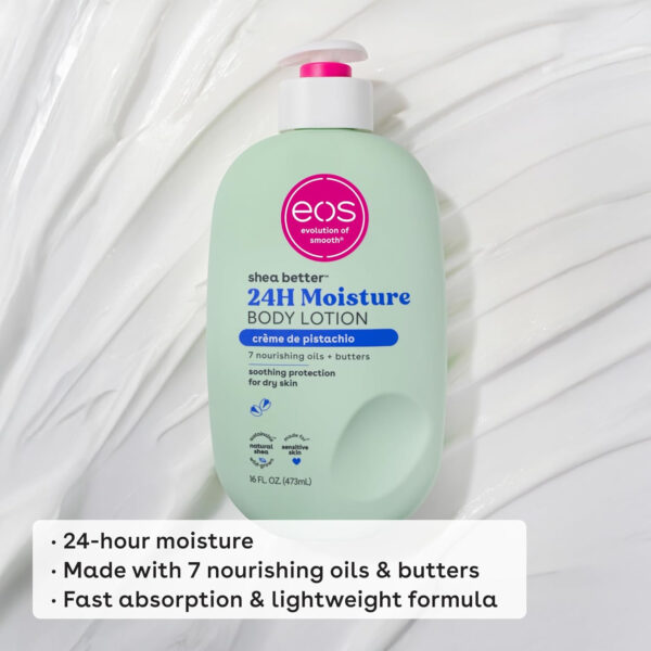 eos Shea Better Body Lotion Vanilla Cashmere, 24-Hour Moisture Skin Care, Lightweight & Non-Greasy, Natural Shea, Vegan, Vanilla Body Lotion, 16 fl oz