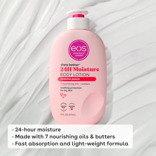 eos Shea Better Body Lotion Vanilla Cashmere, 24-Hour Moisture Skin Care, Lightweight & Non-Greasy, Natural Shea, Vegan, Vanilla Body Lotion, 16 fl oz