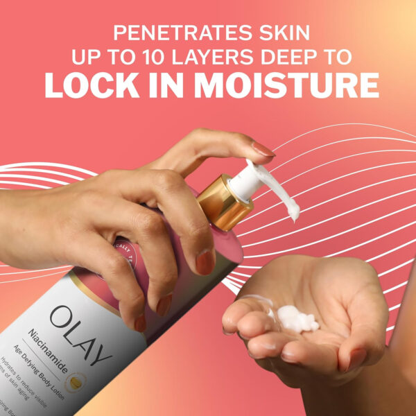 68932286dde1da3548b85704b2ab89f711c8067e555cb47fe83a9.jpg Olay Body Lotion for Women, Firming with Collagen Peptides Serum, Visibly Firmer Skin, 24hr Moisture & Hydration, Fast Absorbing Formula, Vitamin B3 Complex, For All Skin Types, 17 fl oz