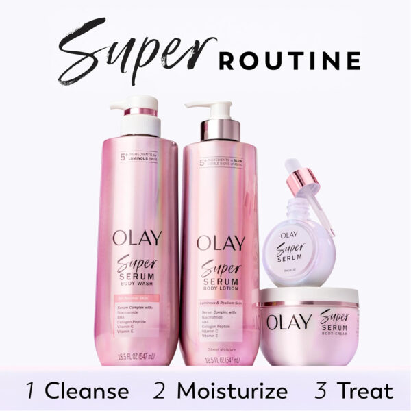 689322a569fdf212fbf9643a8d5131cab60084fca9328a77d2800.jpg Olay Body Lotion for Women, Firming with Collagen Peptides Serum, Visibly Firmer Skin, 24hr Moisture & Hydration, Fast Absorbing Formula, Vitamin B3 Complex, For All Skin Types, 17 fl oz