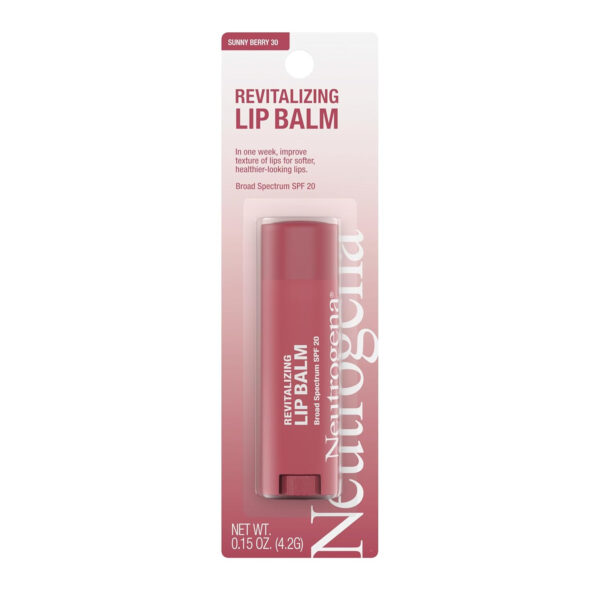 68932696a61c5987cc88ee82da981fdd599b3b0c27a5c24a4474d.jpg Neutrogena Revitalizing Tinted Lip Balm Broad Spectrum SPF 20 Sunscreen, Moisturizing Lip Balm with a Sheer Tint for Softer, Smoother, Healthier-Looking Lips, Sheer Sunny Berry 30, .15 oz