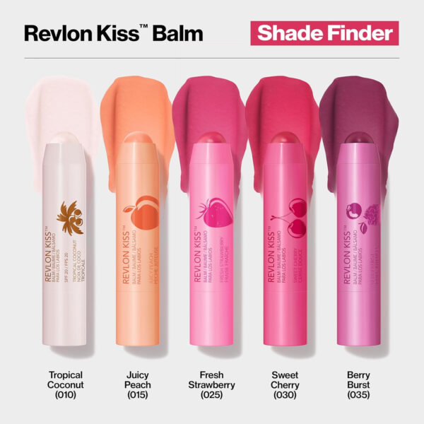 689326b9031e751a035ee8c10075c6c9496b436a673c19158ec6a.jpg Revlon Kiss Tinted Lip Balm with SPF 20, Hydrating, Flavored, Infused with Natural Fruit Oils, 025 Fresh Strawberry, 0.09 oz