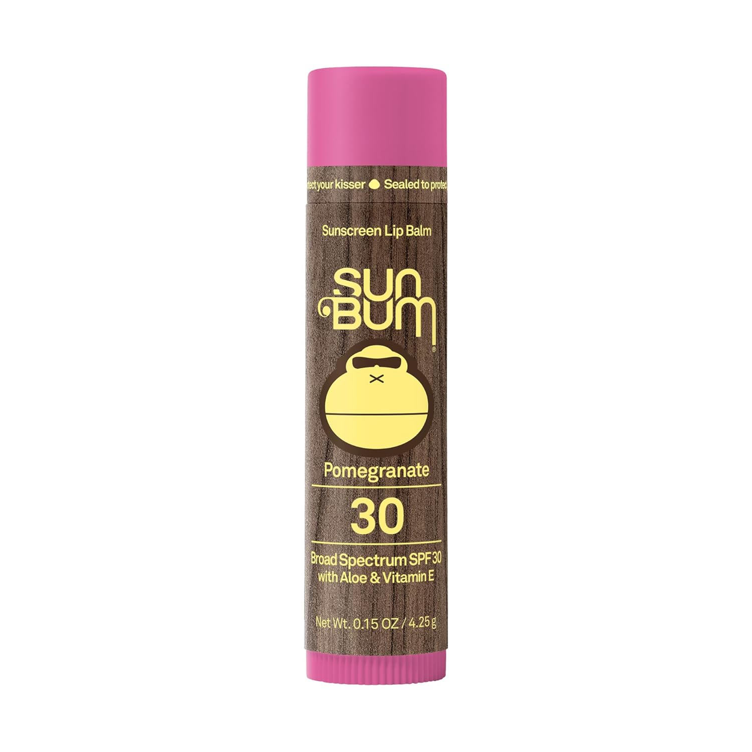 Sun Bum SPF 30 Sunscreen Pomegranate Lip Balm - Moisturizing Aloe Vera and Vitamin E - Vegan and Cruelty Free - Broad Spectrum UVA/UVB Lip Protection - 0.15 oz Stick