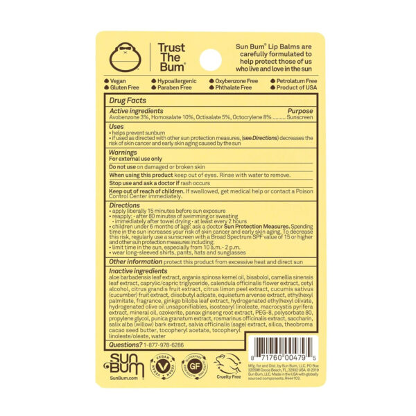 Sun Bum SPF 30 Sunscreen Pomegranate Lip Balm - Moisturizing Aloe Vera and Vitamin E - Vegan and Cruelty Free - Broad Spectrum UVA/UVB Lip Protection - 0.15 oz Stick