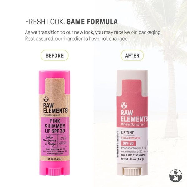 Raw Elements Tinted Lip Sun Kissed, Ocean Mist, Magma Red SPF 30 .15 oz Sunrise Pack