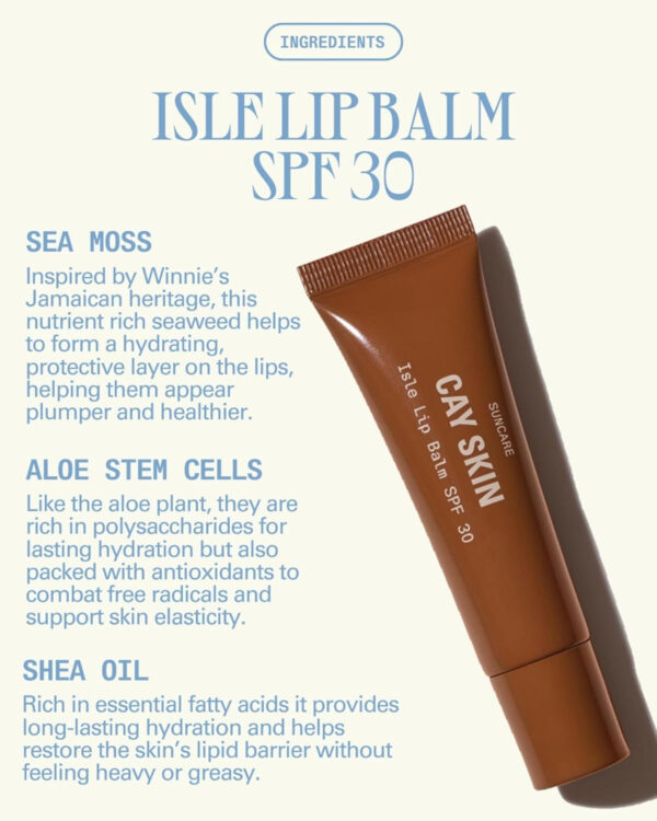 Cay Skin Isle Lip Balm SPF 30 – High Shine, Hydrating + Sheer Lip Gloss in Vanilla Brown Sugar Flavor – Formulated with Natural Ingredients for All Skin Tones – Bad Gyal Berry