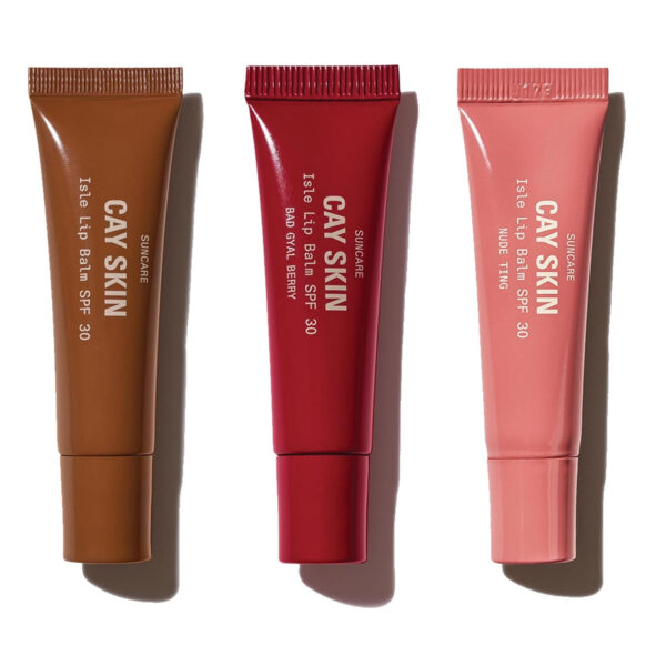 Cay Skin Isle Lip Balm SPF 30 – High Shine, Hydrating + Sheer Lip Gloss in Vanilla Brown Sugar Flavor – Formulated with Natural Ingredients for All Skin Tones – Bad Gyal Berry