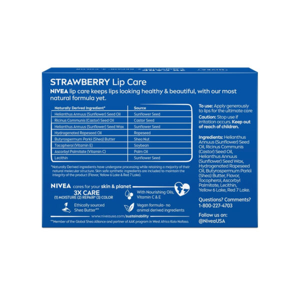 689328adbe89c583ef4aafc9bf326ffbfb12f49cfb10a7efd265d.jpg NIVEA Lip Care, Fruity Tinted Lip Balm Variety Pack, Cherry, Strawberry, Blackberry and Watermelon Flavors, 3-in-1 Moisture, Repair and Color, 0.17 Oz Stick, Pack of 4