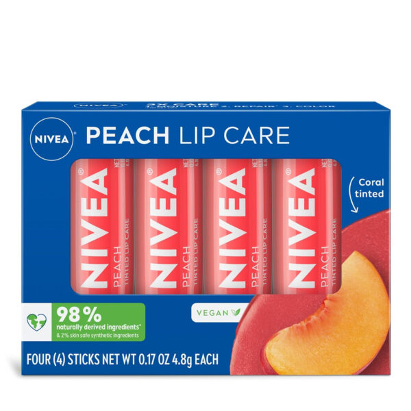 689328aed90eeccb95a70c98d9d6afc50b60d0d0b8b3605f026f6.jpg NIVEA Lip Care, Fruity Tinted Lip Balm Variety Pack, Cherry, Strawberry, Blackberry and Watermelon Flavors, 3-in-1 Moisture, Repair and Color, 0.17 Oz Stick, Pack of 4