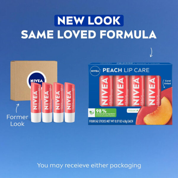 689328afb587b9d776be6cb049a1c385a4b645779ff09abbe8132.jpg NIVEA Lip Care, Fruity Tinted Lip Balm Variety Pack, Cherry, Strawberry, Blackberry and Watermelon Flavors, 3-in-1 Moisture, Repair and Color, 0.17 Oz Stick, Pack of 4