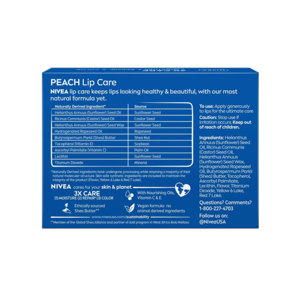 689328bce7ae00a3e0fbb86c1fdc34eadc18da85ce6f5d45a21aa.jpg NIVEA Lip Care, Fruity Tinted Lip Balm Variety Pack, Cherry, Strawberry, Blackberry and Watermelon Flavors, 3-in-1 Moisture, Repair and Color, 0.17 Oz Stick, Pack of 4