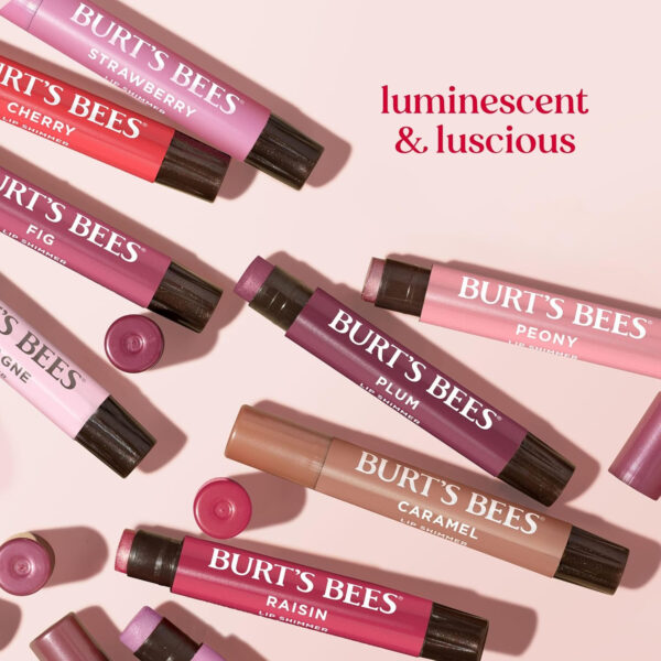 Burt's Bees Lip Shimmer Nude Collection, Tinted Lip Balm Stick, Moisturizing for All Day Hydration with Natural Glowy Pigmented Finish & Buildable Color, 3 Warm Shades Value Pack, 3 Tubes x 0.09 Oz