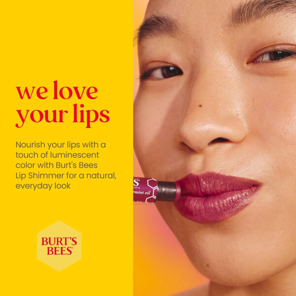 Burt's Bees Lip Shimmer Nude Collection, Tinted Lip Balm Stick, Moisturizing for All Day Hydration with Natural Glowy Pigmented Finish & Buildable Color, 3 Warm Shades Value Pack, 3 Tubes x 0.09 Oz