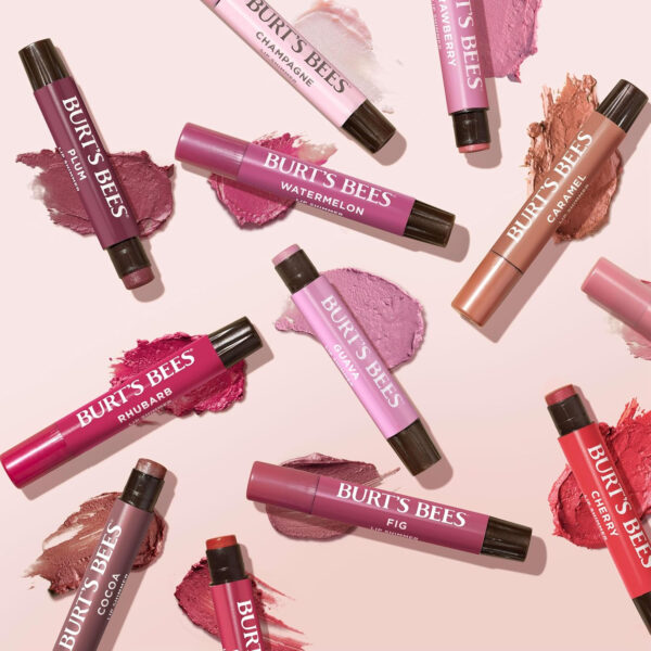 Burt's Bees Lip Shimmer Nude Collection, Tinted Lip Balm Stick, Moisturizing for All Day Hydration with Natural Glowy Pigmented Finish & Buildable Color, 3 Warm Shades Value Pack, 3 Tubes x 0.09 Oz