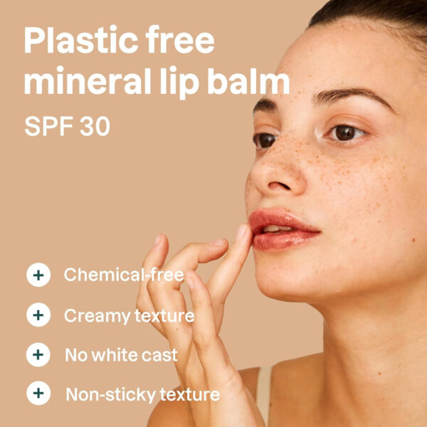 ATTITUDE Oceanly Tinted Lip Balm with SPF 30, EWG Verified, Plastic-Free, Broad Spectrum UVA/UVB Protection with Zinc Oxide, Vegan, Unscented, Baby Rose, 0.3 Ounce