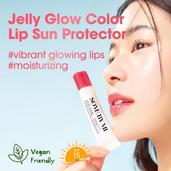 SOME BY MI V10 Hyal Lip Sun Protector Rosy – Pack of 2, 0.46oz – Korean Tinted Glow SPF 15 Sunscreen Lip Balm for Dry & Sensitive Lips – Hydrating with Hyaluronic Acid & Vitamin E – Korean Skin Care