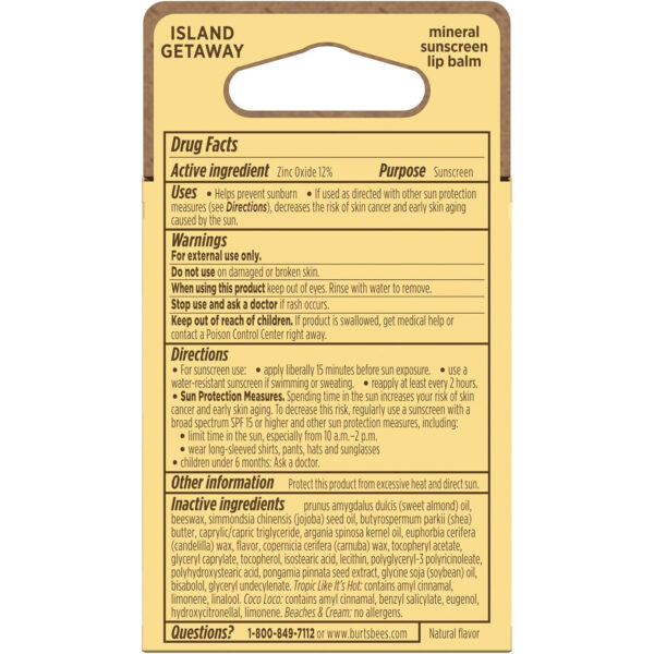 68932a75e25453cfb174c4e5e01e86aa9dc36095d3af62c31e451.jpg Burt’s Bees SPF 30 Lip Balm, Island Getaway - Coco Loco, Beaches & Cream, Tropic Like It's Hot, Water-Resistant Sun Care, Natural Origin Lip Treatment, 3 Tubes, 0.15 oz