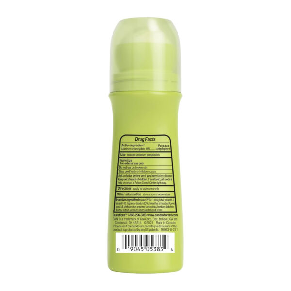68932bc1425dafb9ae7244c6791c2bf6cbc4febe8388b96c28d25.jpg Ban Invisible Roll-on Antiperspirant Deodorant for Women and Men, 24-hour Underarm Odor & Sweat Protection, Powder Fresh, 3.5 Oz, Pack of 2