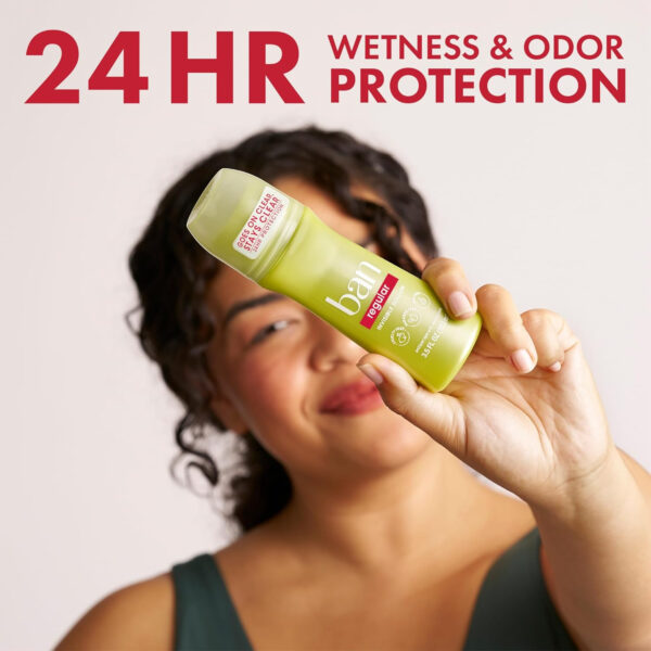 68932bcc6797fa8bffbf7d3f2d8ad0c976d85f6d966a9341ee3c9.jpg Ban Invisible Roll-on Antiperspirant Deodorant for Women and Men, 24-hour Underarm Odor & Sweat Protection, Powder Fresh, 3.5 Oz, Pack of 2