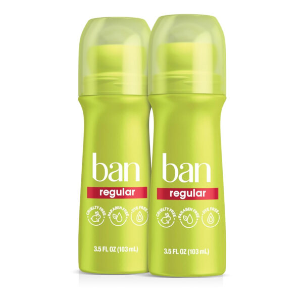 68932bd43310e516c42b8b92304f52a29b77388e73c8e88f7c641.jpg Ban Invisible Roll-on Antiperspirant Deodorant for Women and Men, 24-hour Underarm Odor & Sweat Protection, Powder Fresh, 3.5 Oz, Pack of 2
