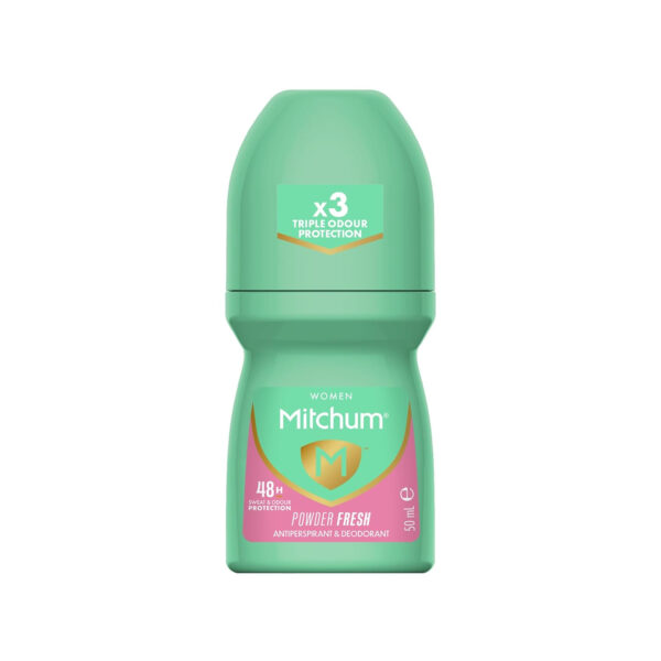 Mitchum Women’s Triple Odor Protection Antiperspirant & Deodorant Roll-On, Powder Fresh, 48HR Protection, Vegan, 1.7 oz