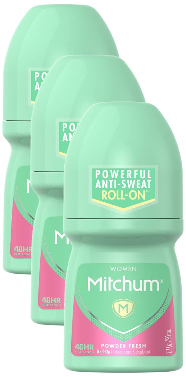 Mitchum Women’s Triple Odor Protection Antiperspirant & Deodorant Roll-On, Powder Fresh, 48HR Protection, Vegan, 1.7 oz