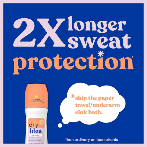 68932c4b57515da05c6f759f57d901110c7a933626bf4cc87f6f6.jpg Dry Idea Roll-On Deodorant & Antiperspirant | 2X Longer Sweat Protection | 72-Hour Odor Protection | Unscented & Hypoallergenic for Sensitive Skin, 3.25 oz