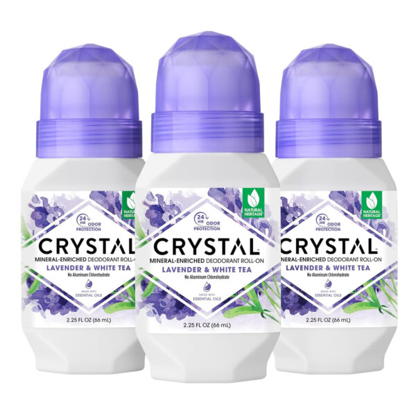68932c81963eb00b476cf730eab0aa8308acab93ac9044f423374.jpg CRYSTAL Deodorant Aluminum Free Mineral Deodorant Roll-On for Women & Men, Lavender & White Tea - Paraben Free - Certified Cruelty Free & Vegan Deodorant - Prevents Odor Up to 24 Hours ,2.25 Fl Oz (Pack of 3),21661-3