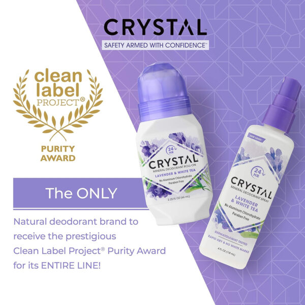 68932c837358e96f7406a92c128b72954fcbf0bce0accb54d48e1.jpg CRYSTAL Deodorant Aluminum Free Mineral Deodorant Roll-On for Women & Men, Lavender & White Tea - Paraben Free - Certified Cruelty Free & Vegan Deodorant - Prevents Odor Up to 24 Hours ,2.25 Fl Oz (Pack of 3),21661-3