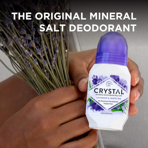 68932c8634cbfe442a77554a326e59f2088d69017787634453899.jpg CRYSTAL Deodorant Aluminum Free Mineral Deodorant Roll-On for Women & Men, Lavender & White Tea - Paraben Free - Certified Cruelty Free & Vegan Deodorant - Prevents Odor Up to 24 Hours ,2.25 Fl Oz (Pack of 3),21661-3
