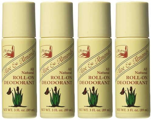 Alvera All Natural Roll-On Deodorant Aloe & Almonds - 3 Fl Oz, 4 pack