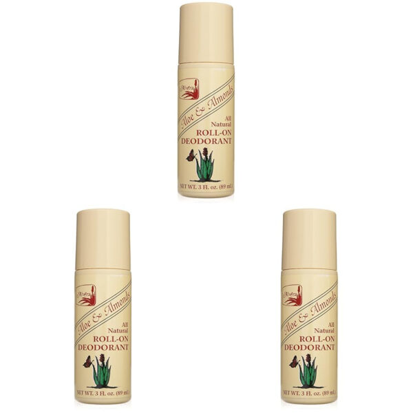 Alvera All Natural Roll-On Deodorant Aloe & Almonds - 3 Fl Oz, 4 pack