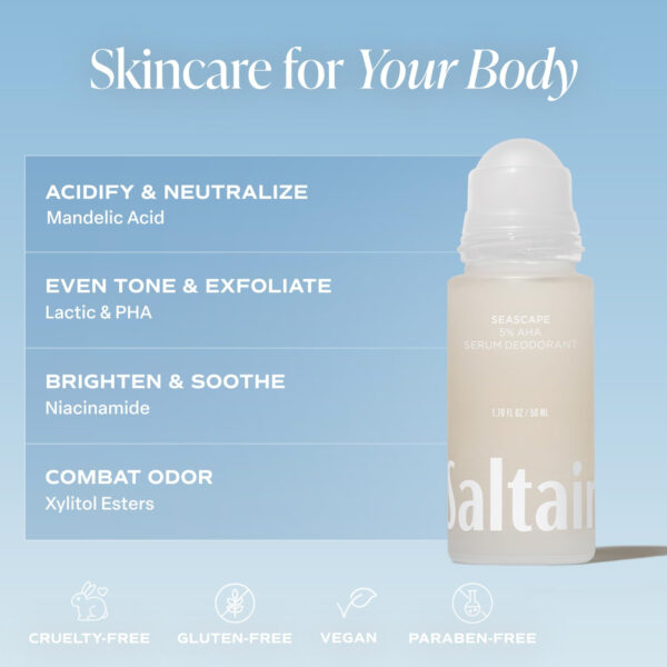 Saltair Serum Deodorant Signature Scents 2 Pack. 5% AHA Formula. Lactic Acid and Mandelic Acid Deodorant. Aluminum Free Odor Control for Women and Men. Travel Essentials, 2x 1.7oz Roll On