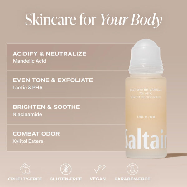 Saltair Serum Deodorant Signature Scents 2 Pack. 5% AHA Formula. Lactic Acid and Mandelic Acid Deodorant. Aluminum Free Odor Control for Women and Men. Travel Essentials, 2x 1.7oz Roll On