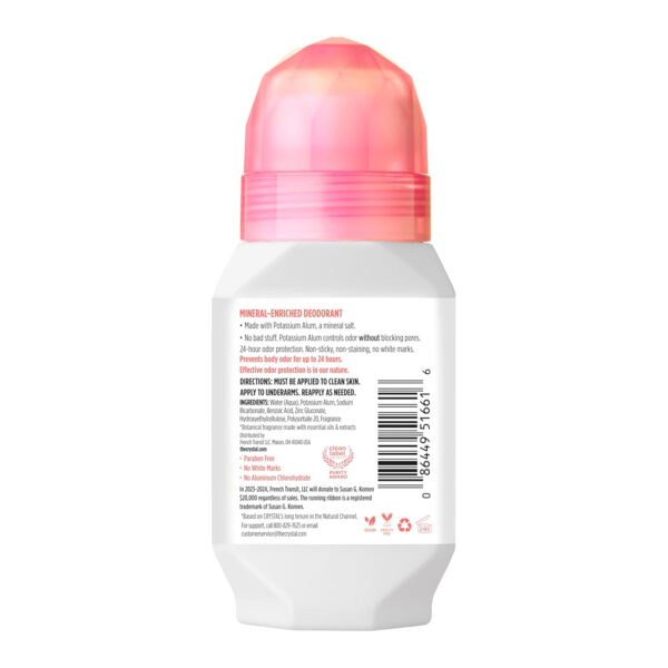 CRYSTAL Mineral Deodorant Roll-On Unscented Body Deodorant With 24-Hour Odor Protection, Aluminum Chloride & Paraben Free, 2.25 FL OZ (Packaging May Vary)